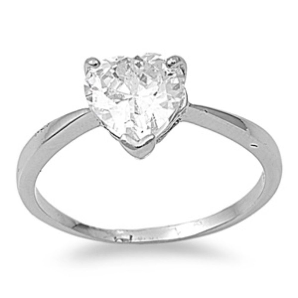 Stainless Steel Cubic Zirconia Heart Ring